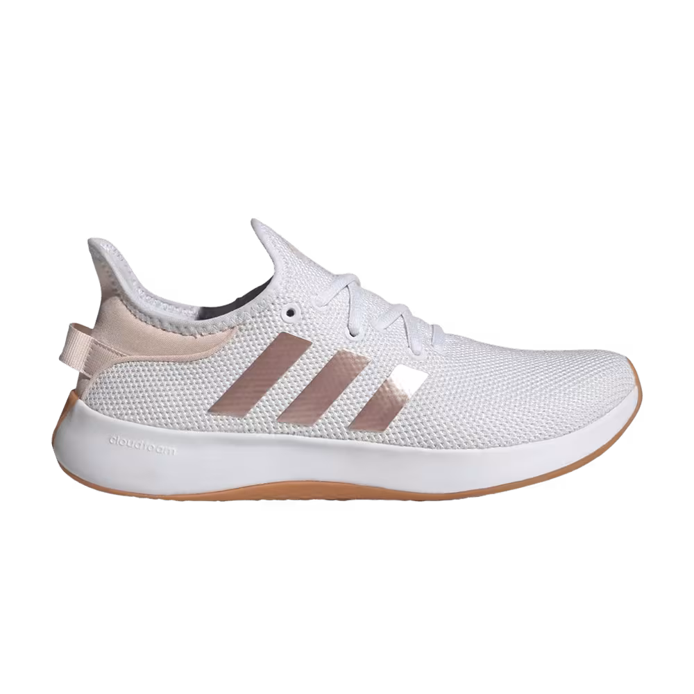 Adidas Women's Cloudfoam Pure White Sandy Pink Metallic