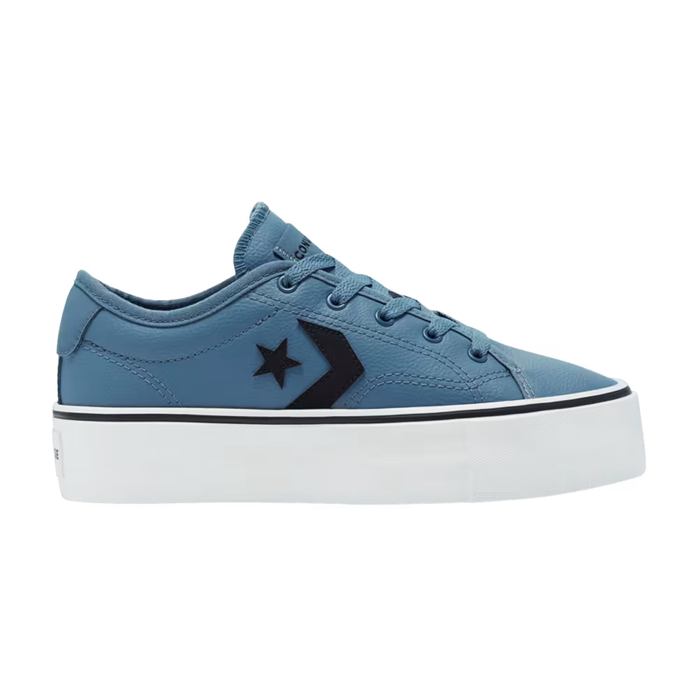 Converse Women's Star Replay Platform Faux Leather Low Lakeside Blue