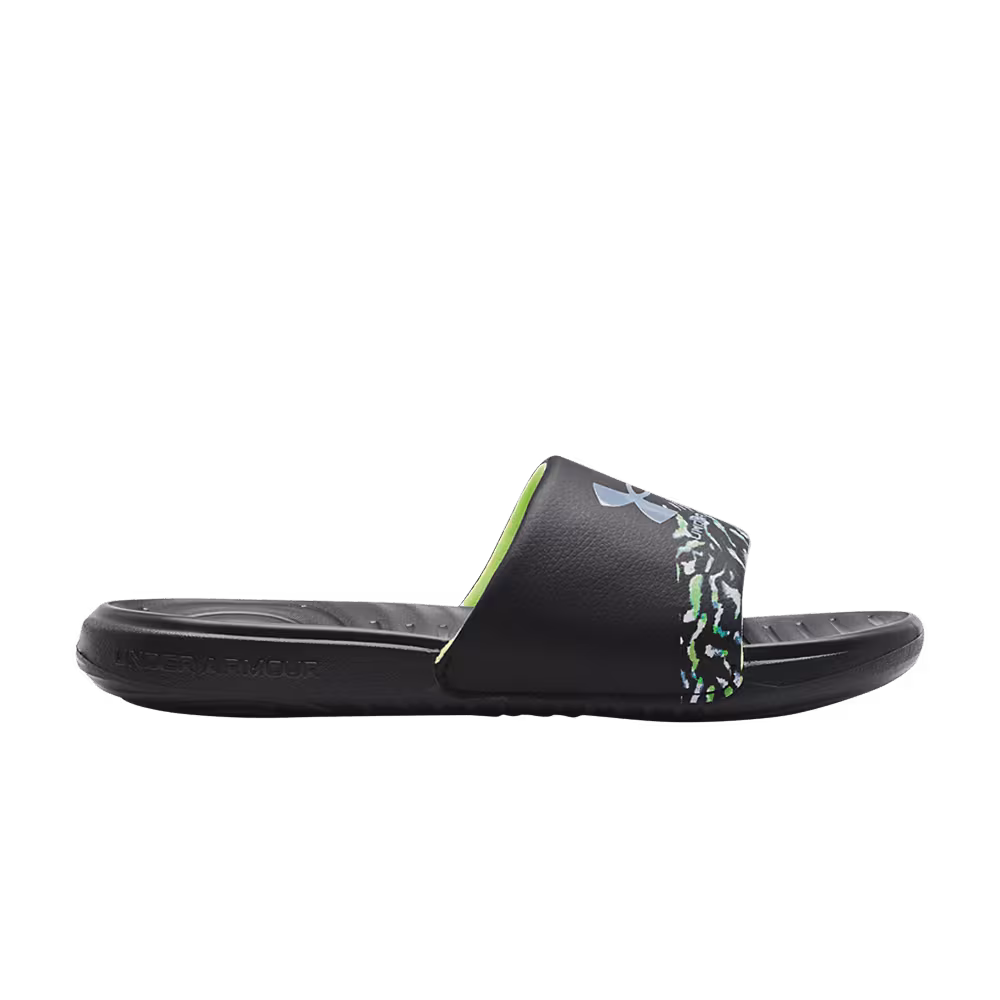 Under Armour Women's Ansa Graphic Slide Black Quirky Lime