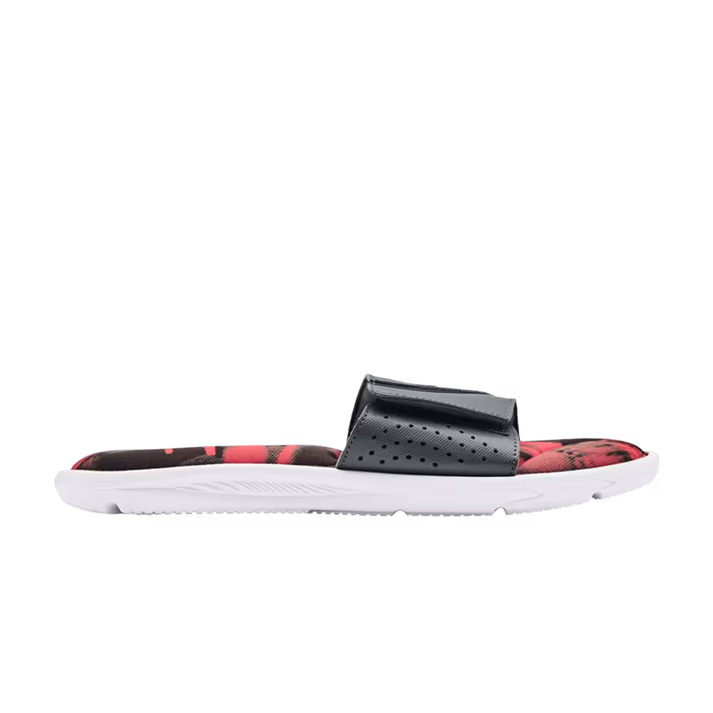 Under Armour Ignite 6 Graphic Strap Slide White Pitch Grey