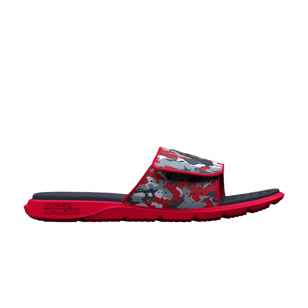Under Armour Ignite 7 Graphic Strap Slide GS Grey Mist Red Camo