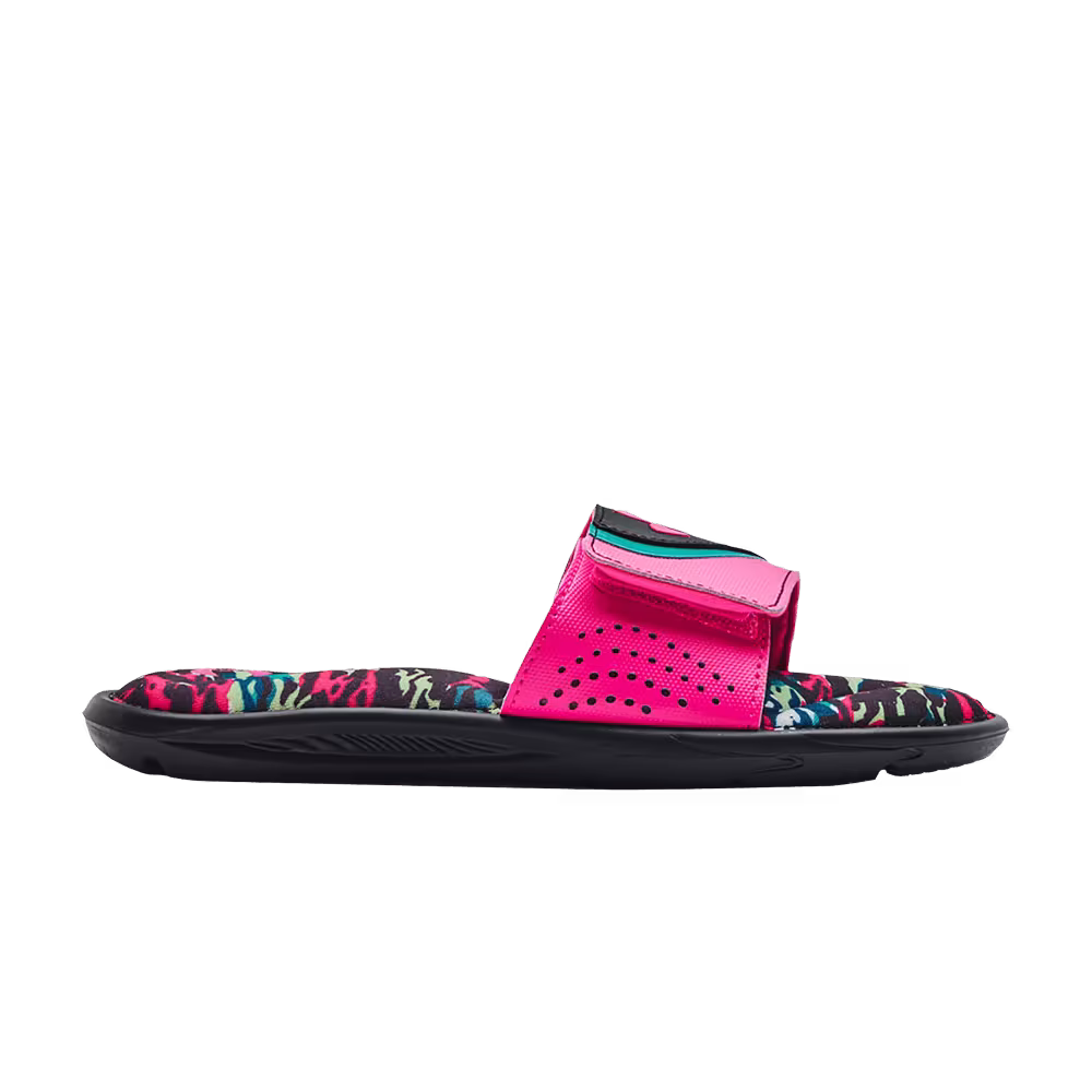 Under Armour Ignite 6 Graphic Footbed Slide GS Black Electro Pink