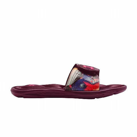 Under Armour Wmns Ignite 4 Graphic Strap Slide 'Black Dark Cherry'