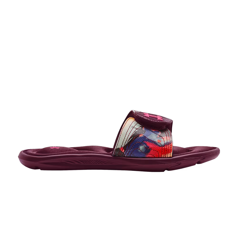 Under Armour Women's Ignite 4 Graphic Strap Slide Black Dark Cherry