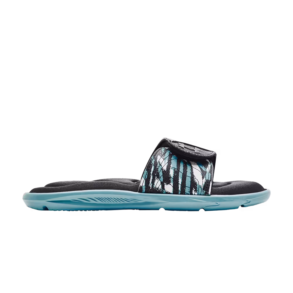 Under Armour Women's Ignite 6 Graphic Strap Slide Black Cloudless Sky