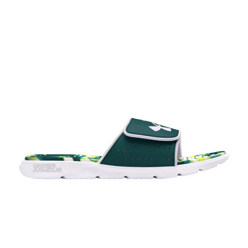 Under Armour Ignite Pro Graphic Footbed Slide White Hydro Teal Tie-Dye