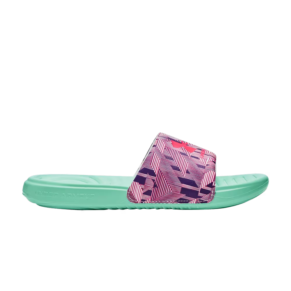 Under Armour Ansa Graphic Slide GS Green Breeze Pink Shock