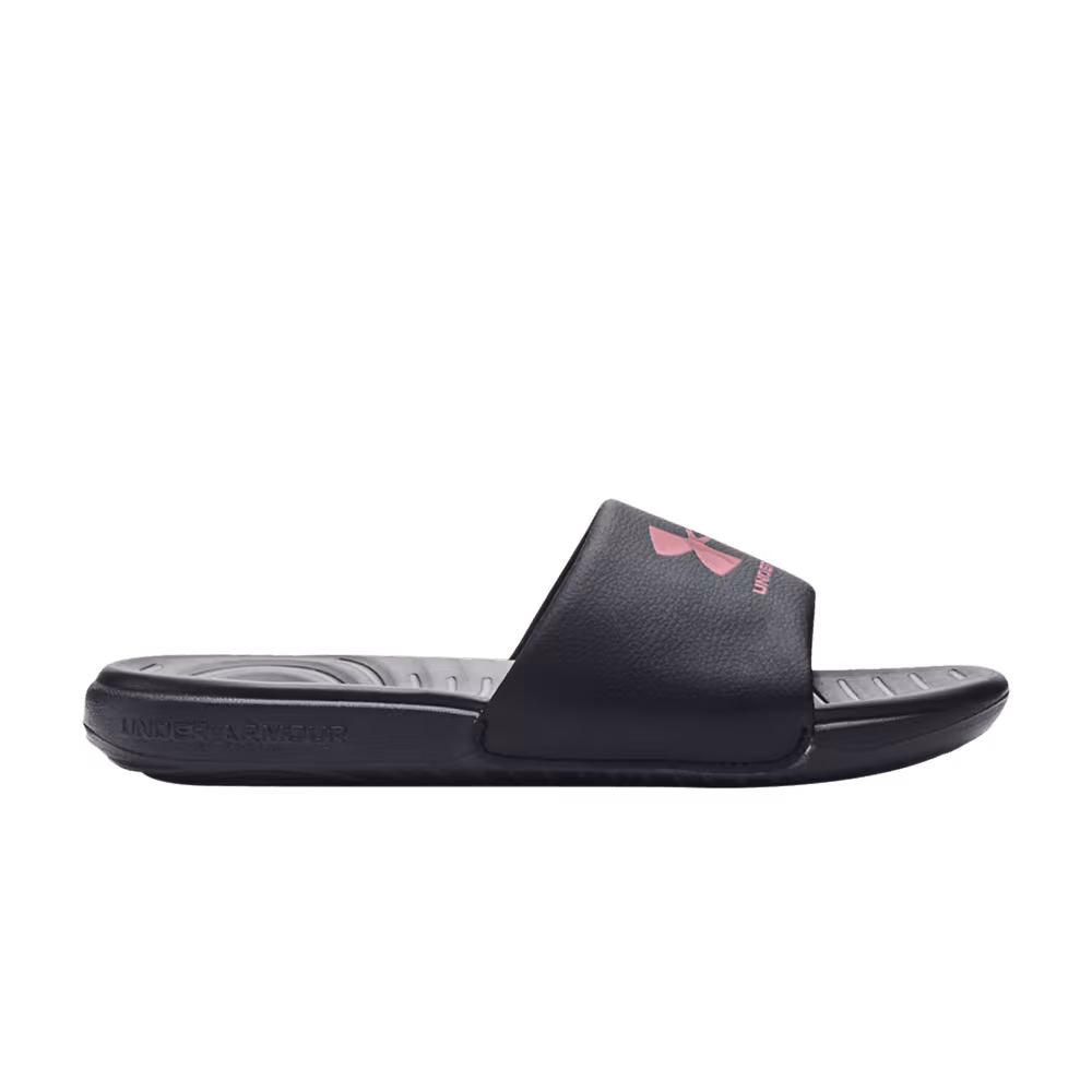 Under Armour Women's Ansa Fixed Slide Black Pink Elixir