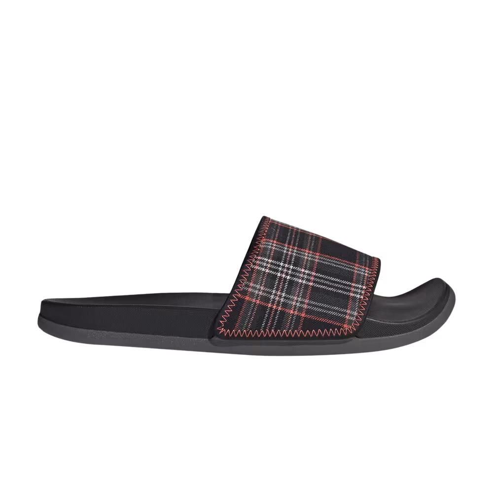 Adidas Adilette Comfort Slide Black Plaid
