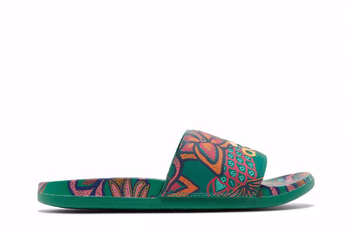 Adidas Women's Adilette Comfort Slide Floral - Bold Green, view 2