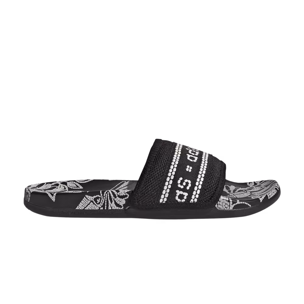 Adidas Women's Adilette Comfort Slide Floral - Black