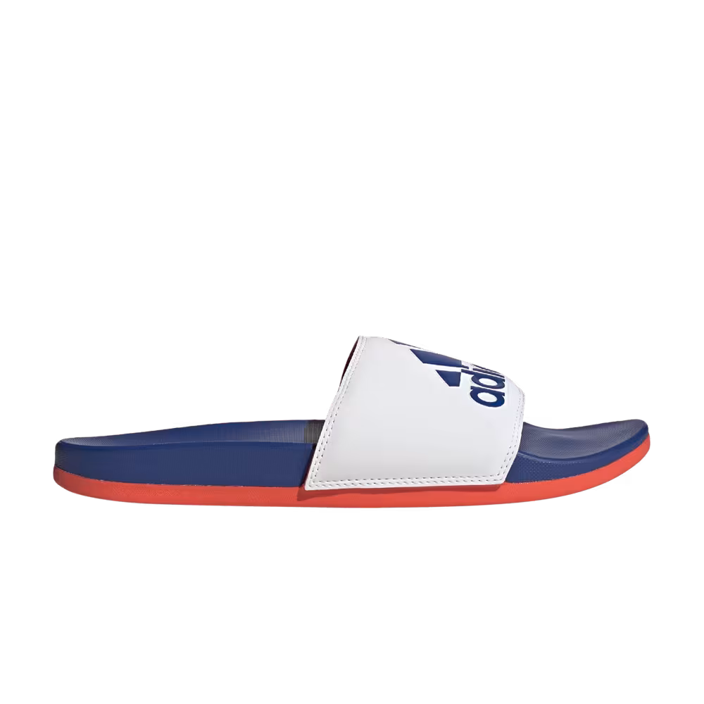 Adidas Adilette Comfort Slide White Royal Blue Solar Red