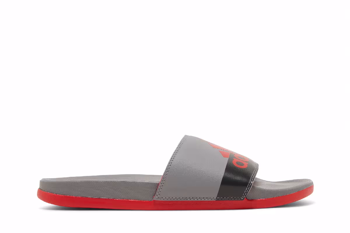 Adidas Adilette Comfort Slide Vivid Red Grey, view 2