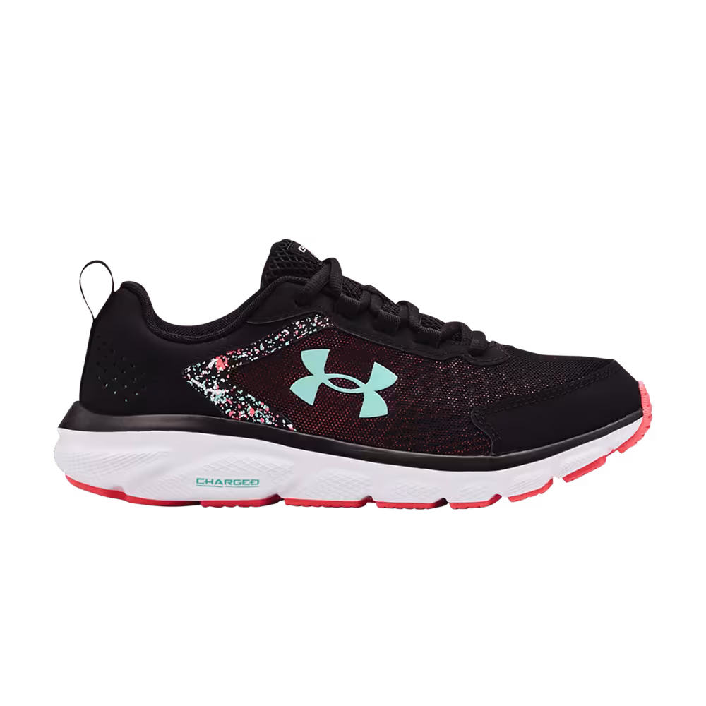 Under Armour Women's Charged Assert 9 Wide Paint Splatter - Black Tile Blue