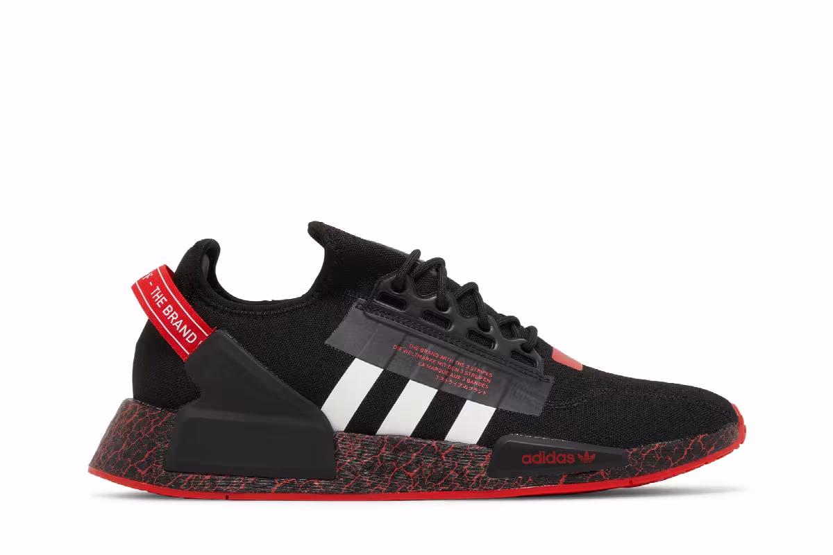 Adidas NMD_R1 V2 Crackled - Black Red, view 2