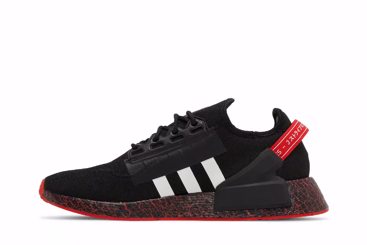 Adidas NMD_R1 V2 Crackled - Black Red, view 4
