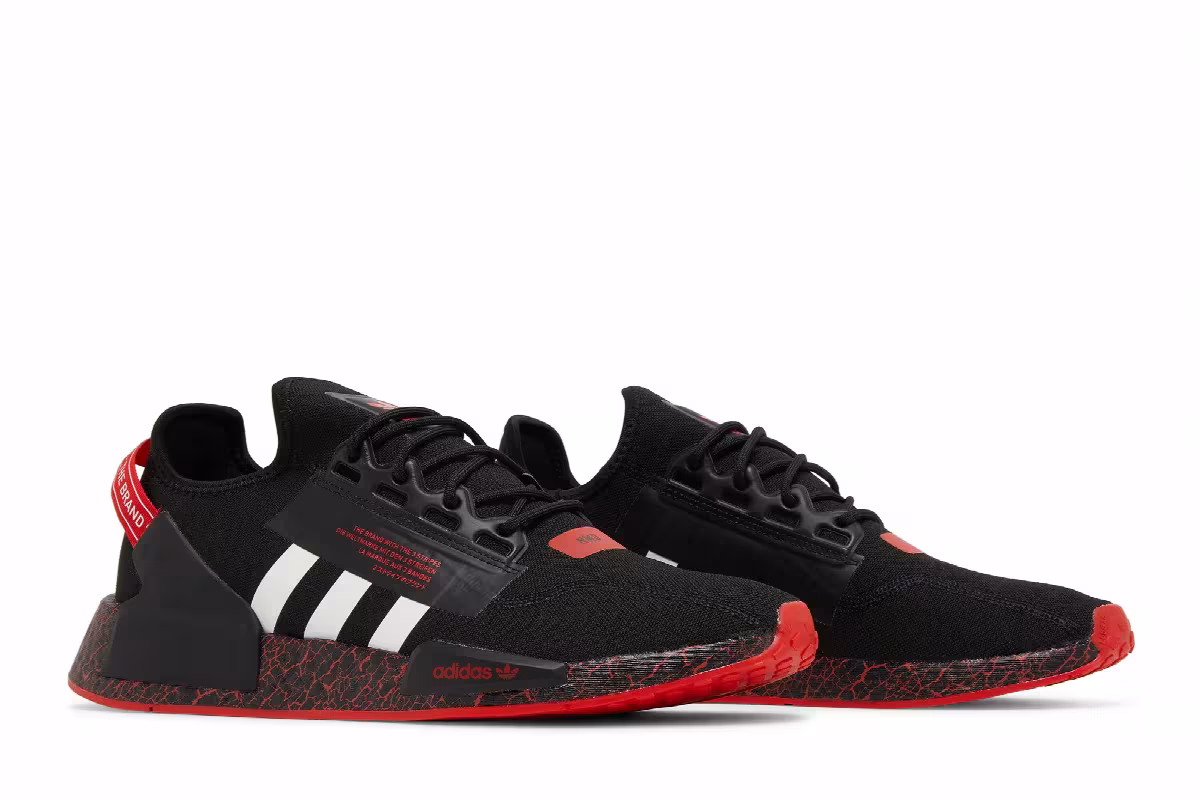 Adidas NMD_R1 V2 Crackled - Black Red, view 9