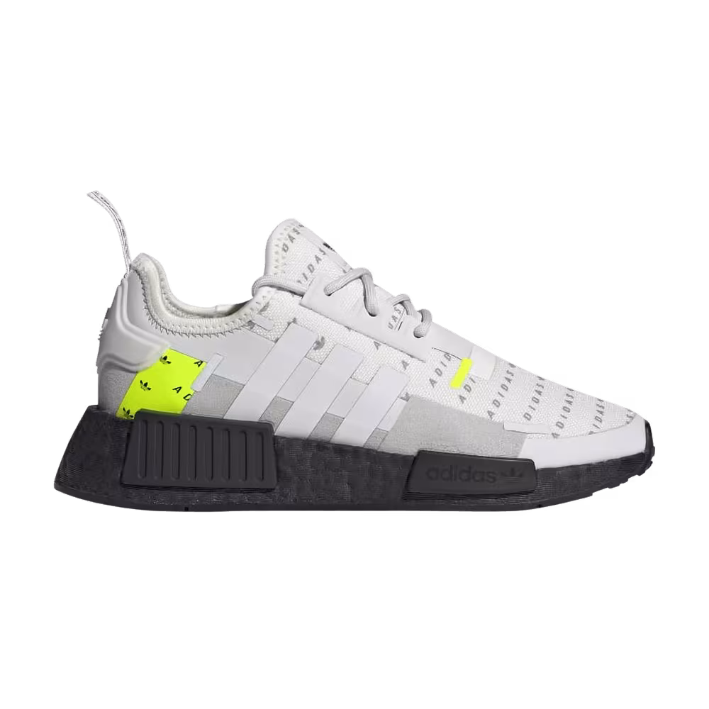Adidas NMD_R1 J All Over Logo - White Team Solar Yellow
