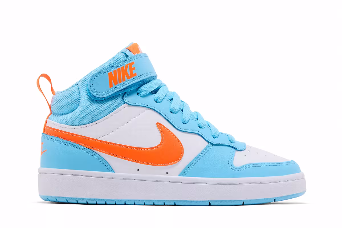 Nike Court Borough Mid 2 GS Aquarius Blue Total Orange, view 2