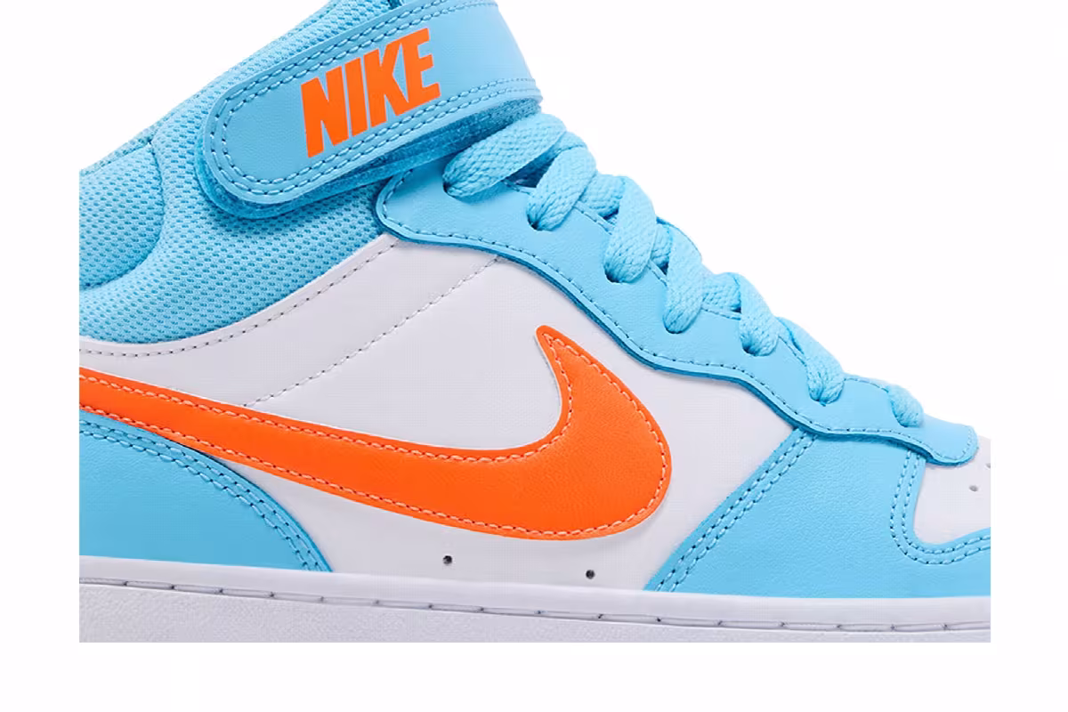 Nike Court Borough Mid 2 GS Aquarius Blue Total Orange, view 3