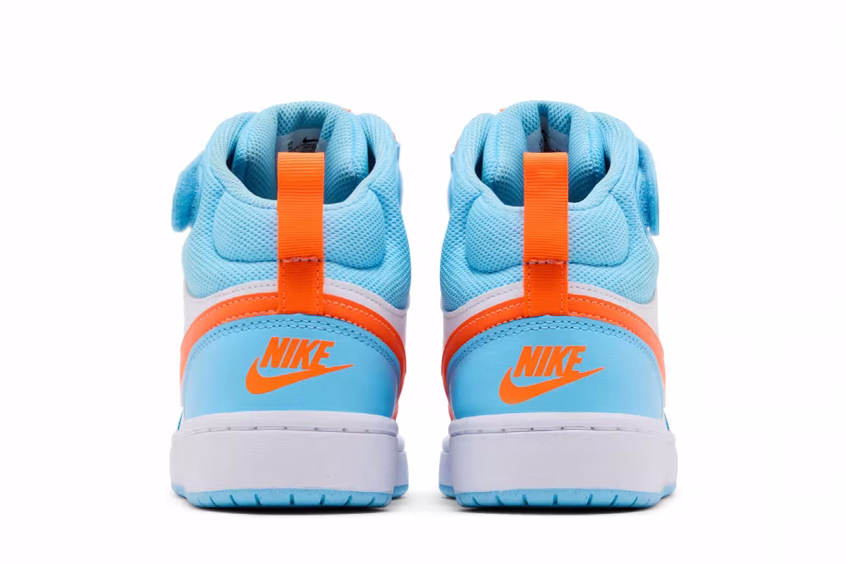 Nike Court Borough Mid 2 GS Aquarius Blue Total Orange, view 7