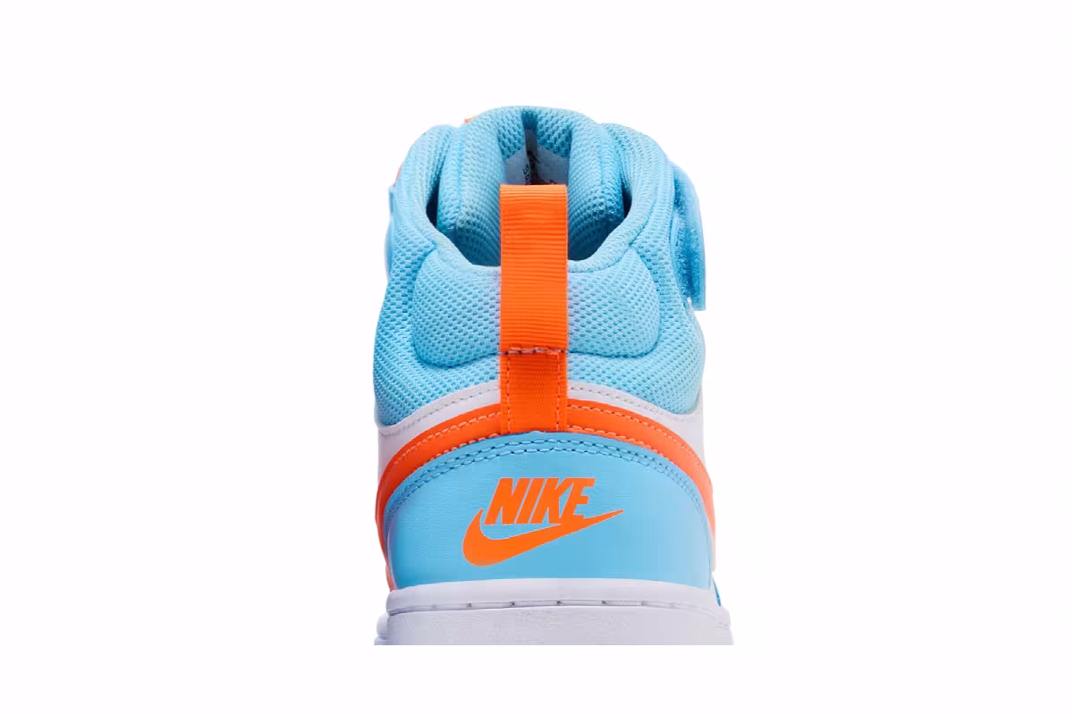 Nike Court Borough Mid 2 GS Aquarius Blue Total Orange, view 8