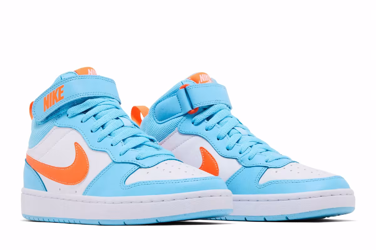 Nike Court Borough Mid 2 GS Aquarius Blue Total Orange, view 9
