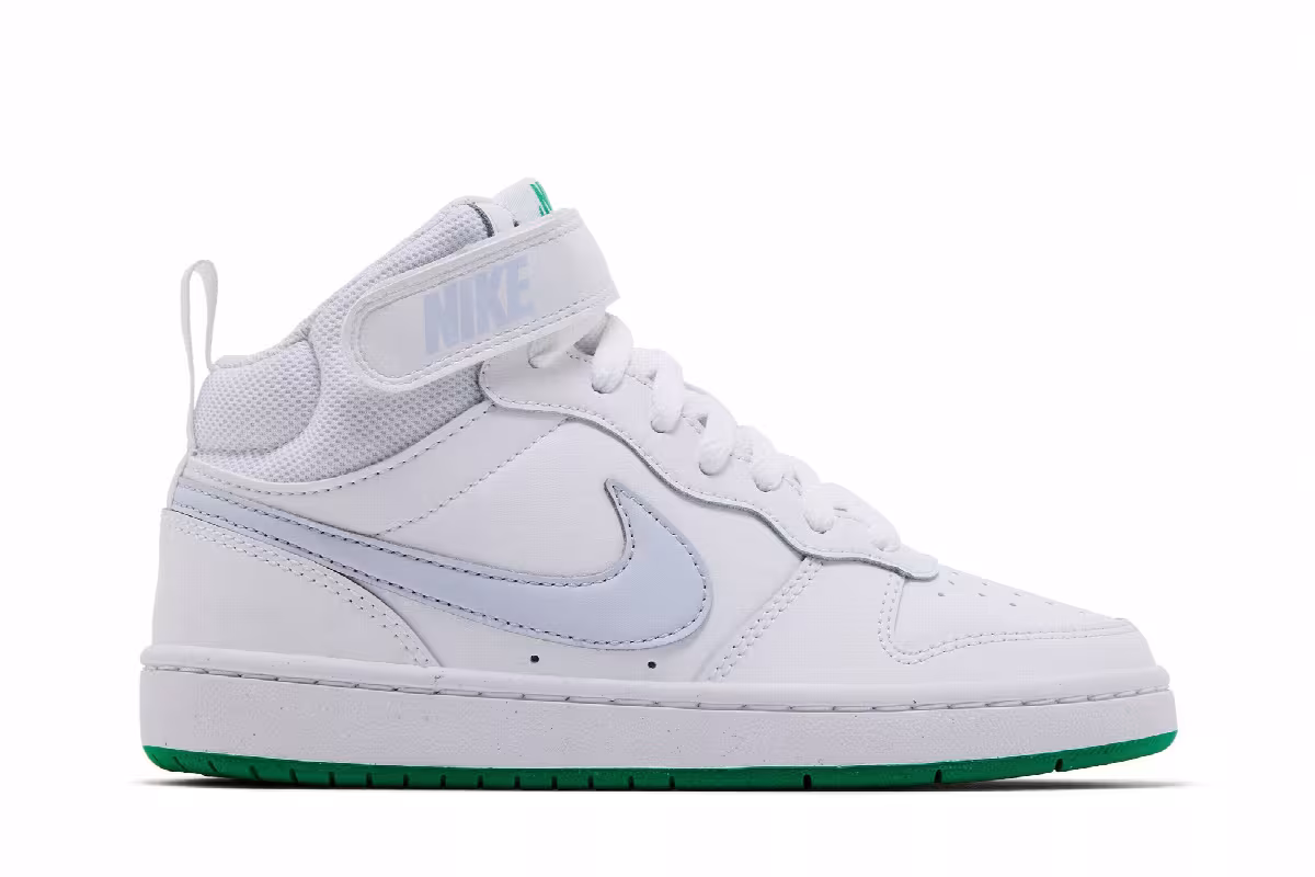 Nike Court Borough Mid 2 GS White Stadium Green, view 2