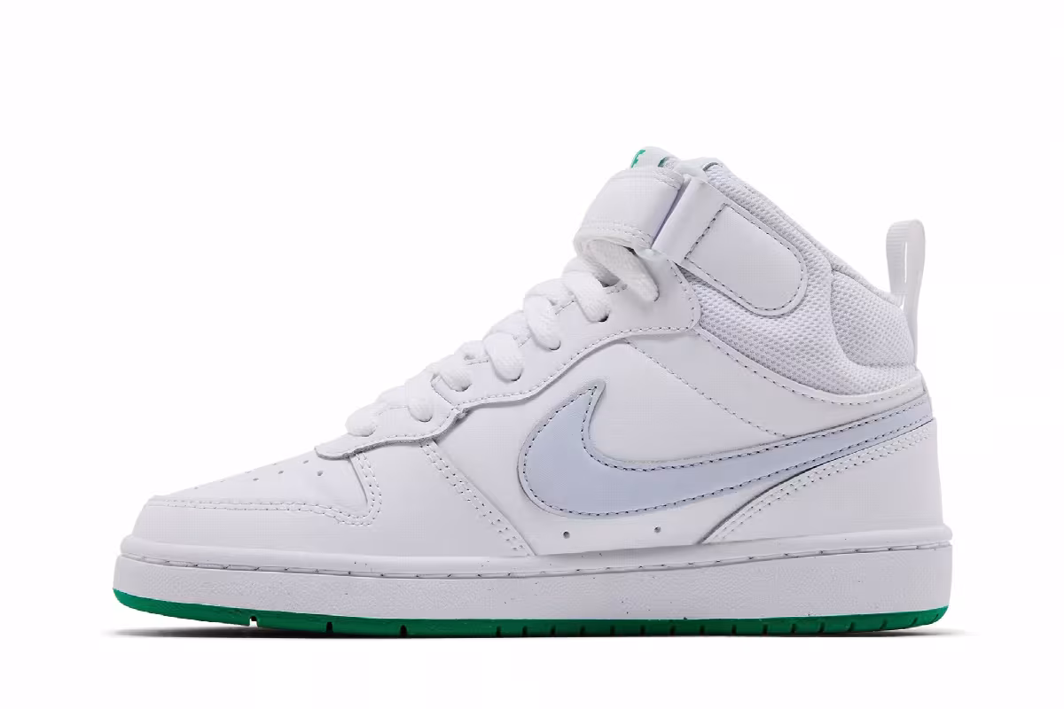 Nike Court Borough Mid 2 GS White Stadium Green, view 4