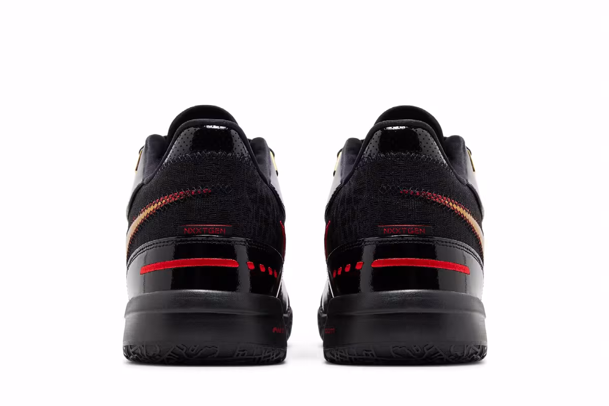 Nike Zoom LeBron NXXT Gen AMPD Black Metallic Gold Red, view 7