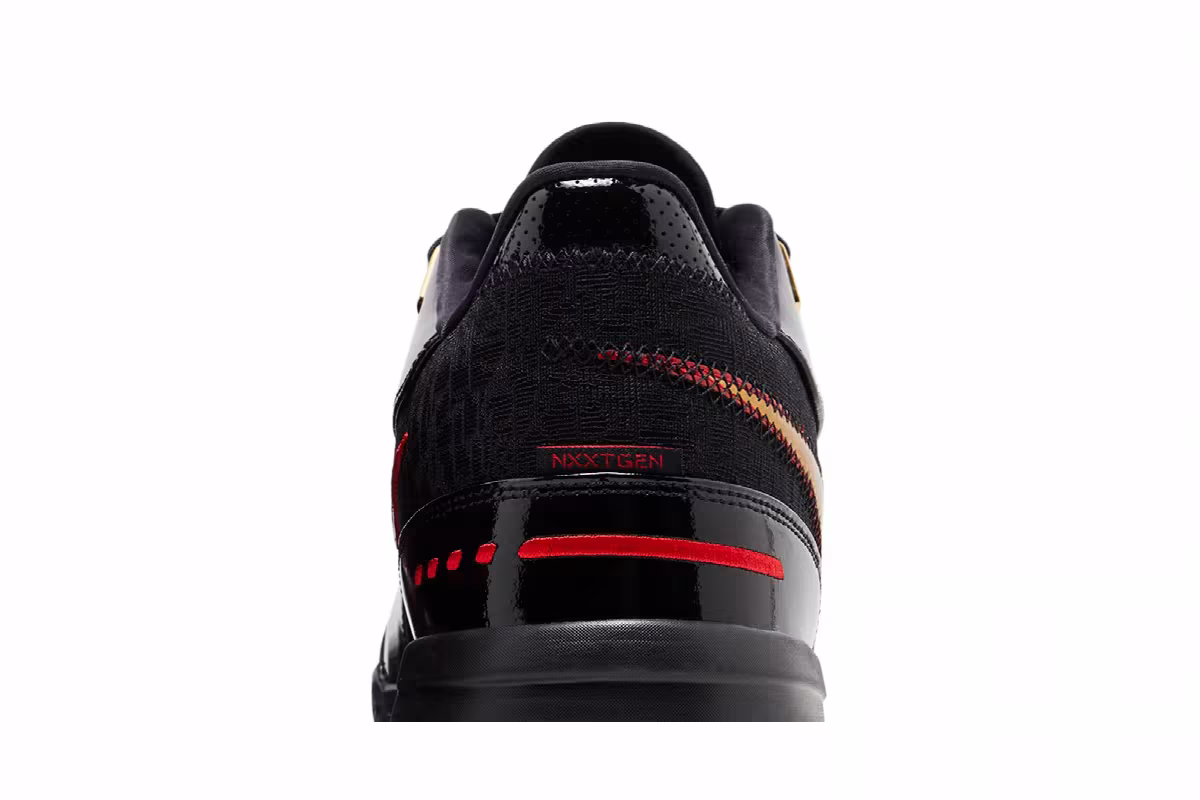 Nike Zoom LeBron NXXT Gen AMPD Black Metallic Gold Red, view 8