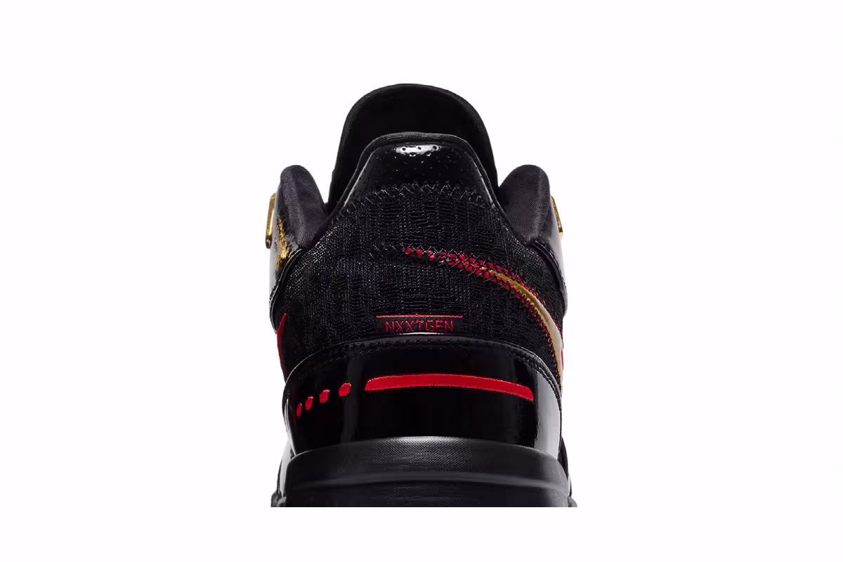 Nike Zoom LeBron NXXT Gen AMPD EP Black Metallic Gold Red, view 8