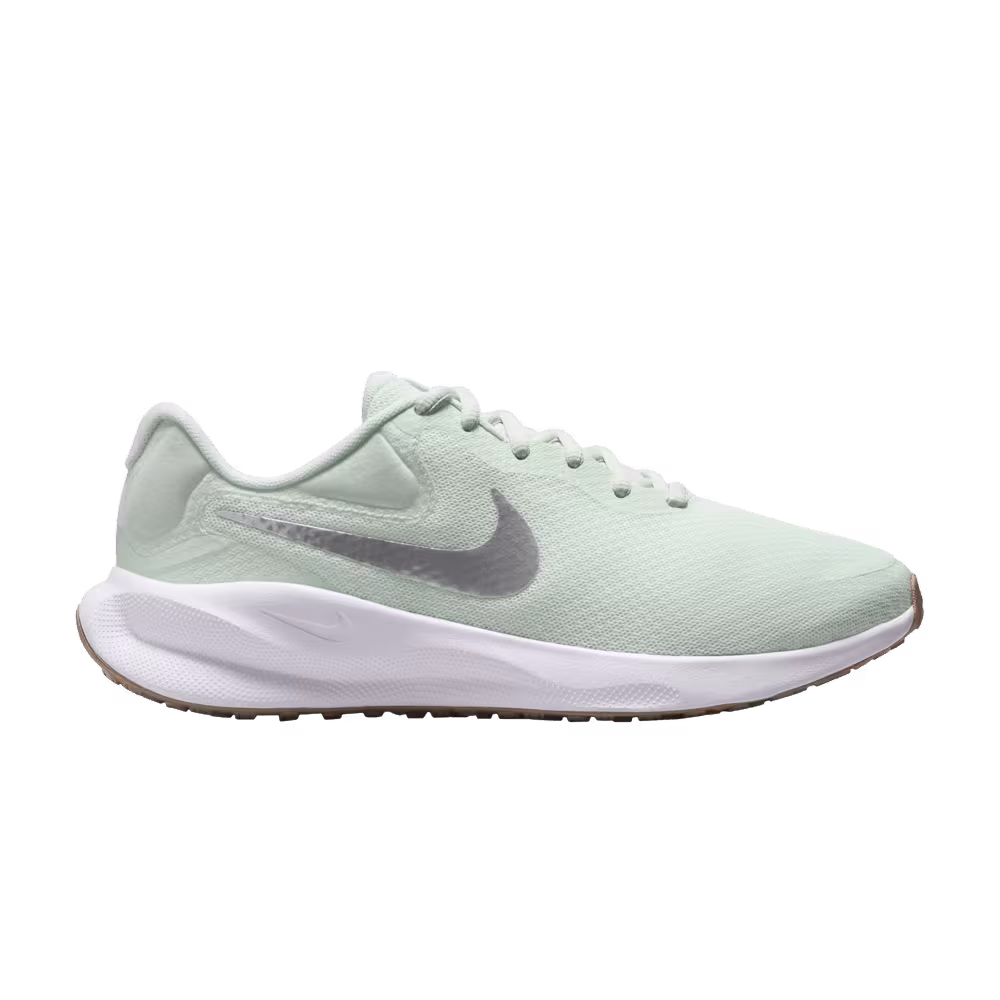 Nike Women's Revolution 7 Wide Barely Green Metallic Silver