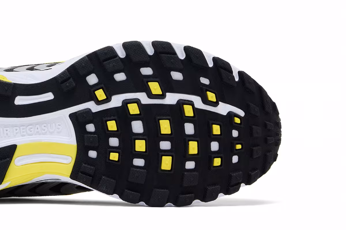 Nike Women's Air Pegasus 2K5 Metallic Silver Black Opti Yellow, view 6