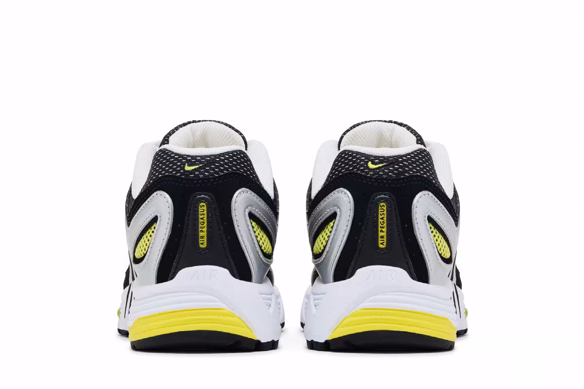 Nike Women's Air Pegasus 2K5 Metallic Silver Black Opti Yellow, view 7