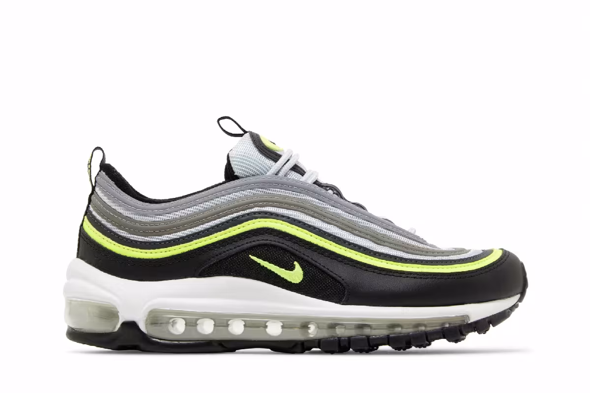Nike Air Max 97 GS Platinum Black Volt, view 2