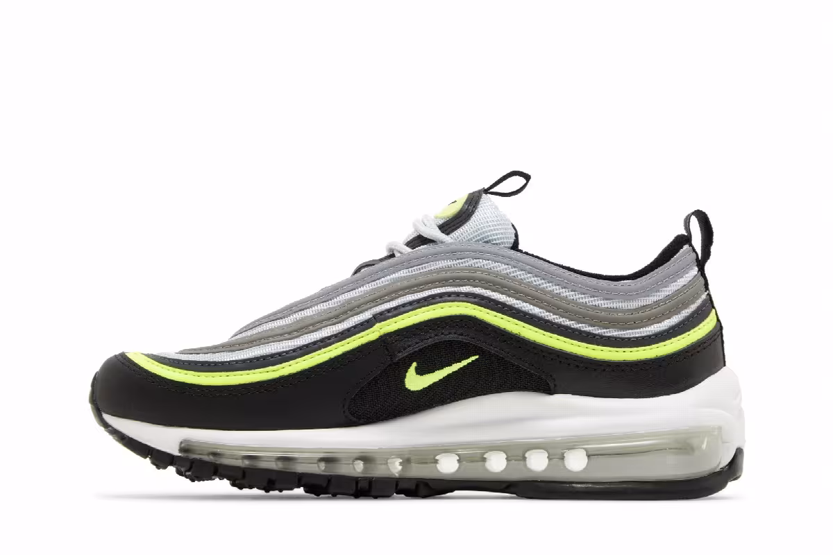 Nike Air Max 97 GS Platinum Black Volt, view 4
