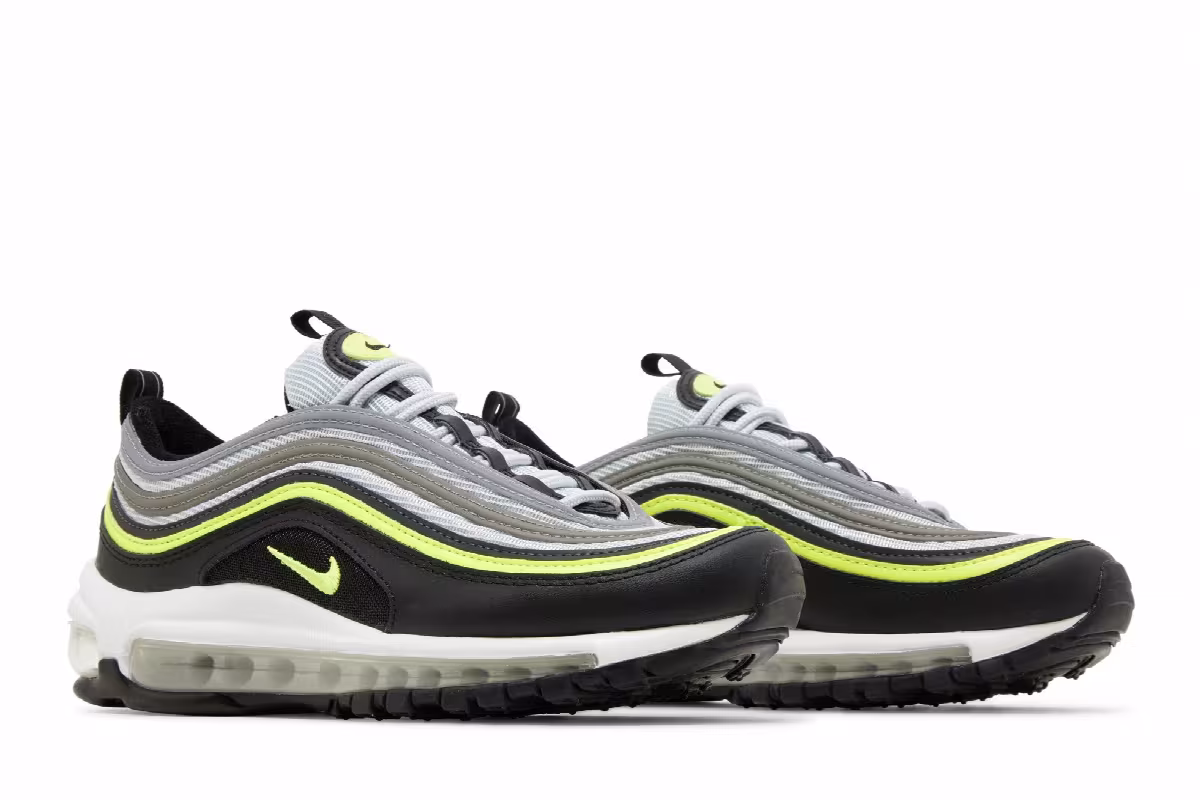 Nike Air Max 97 GS Platinum Black Volt, view 9