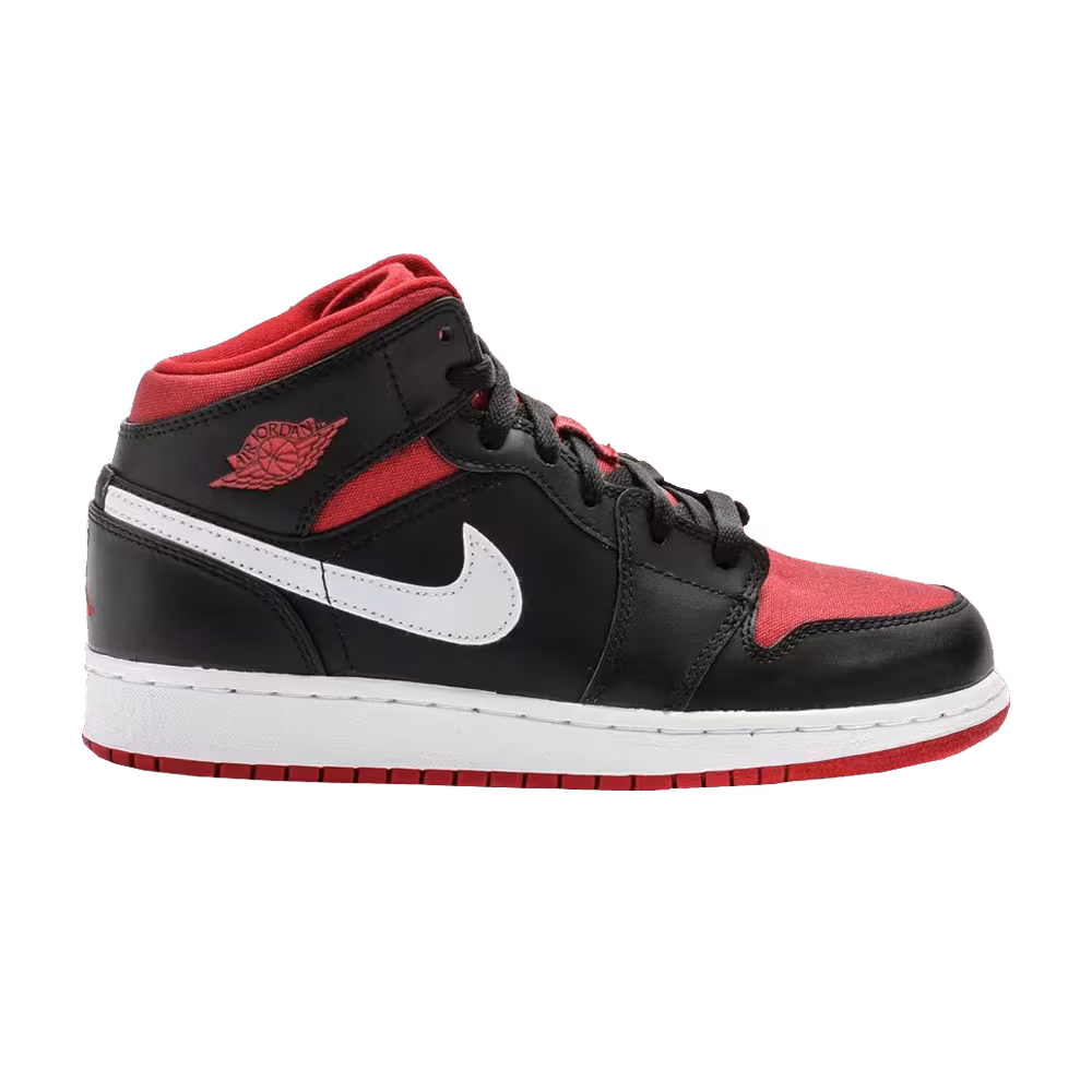 Air Jordan 1 Mid GS Black Red White