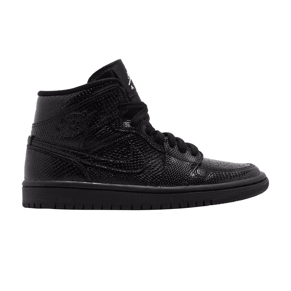 Women's Air Jordan 1 Mid Black Snakeskin