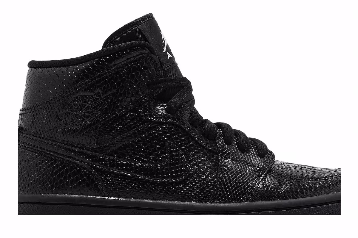 Women's Air Jordan 1 Mid Black Snakeskin, view 3