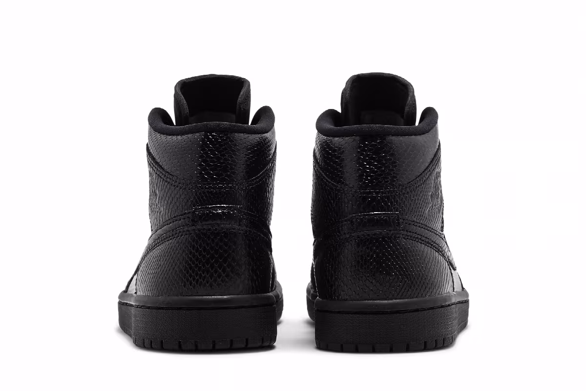 Women's Air Jordan 1 Mid Black Snakeskin, view 7