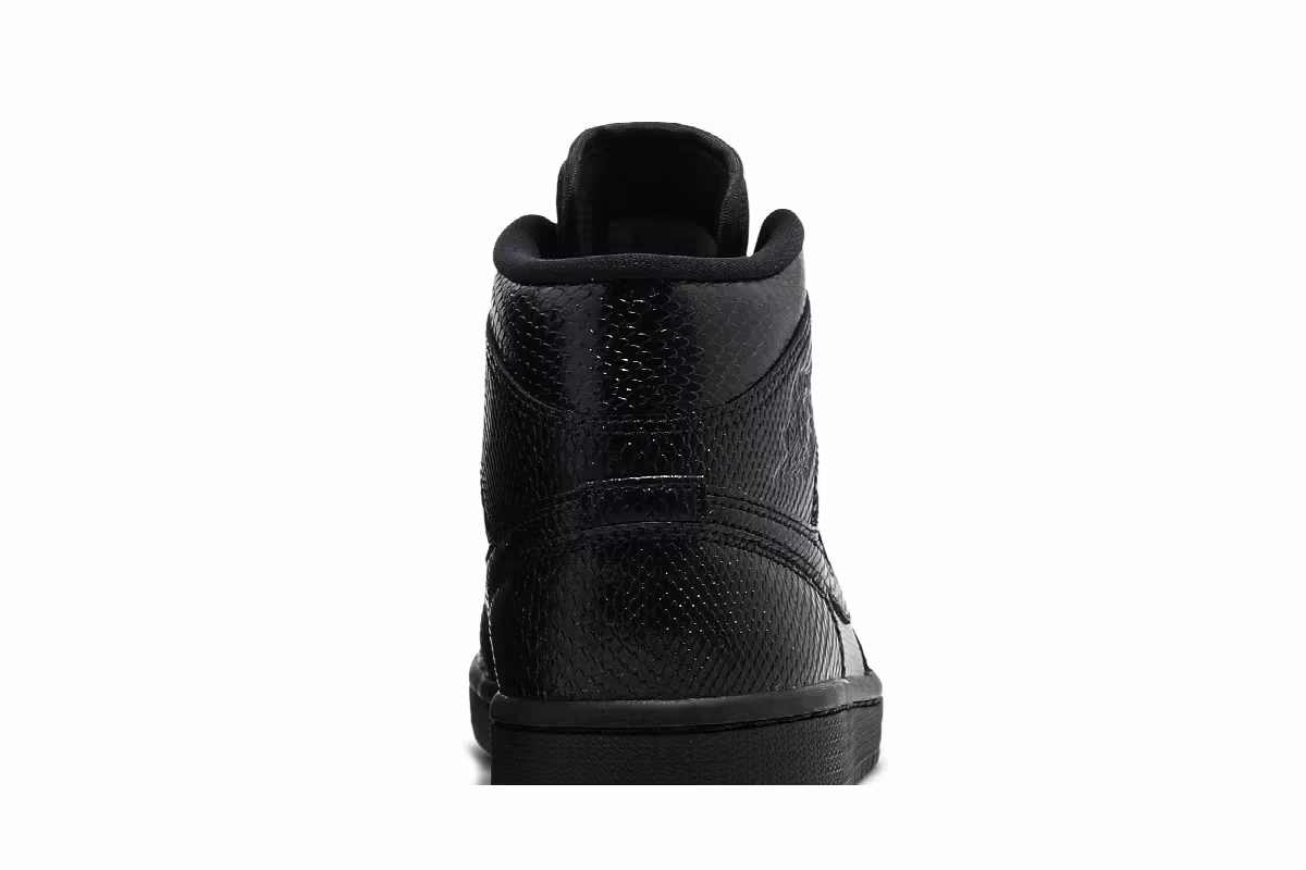 Women's Air Jordan 1 Mid Black Snakeskin, view 8