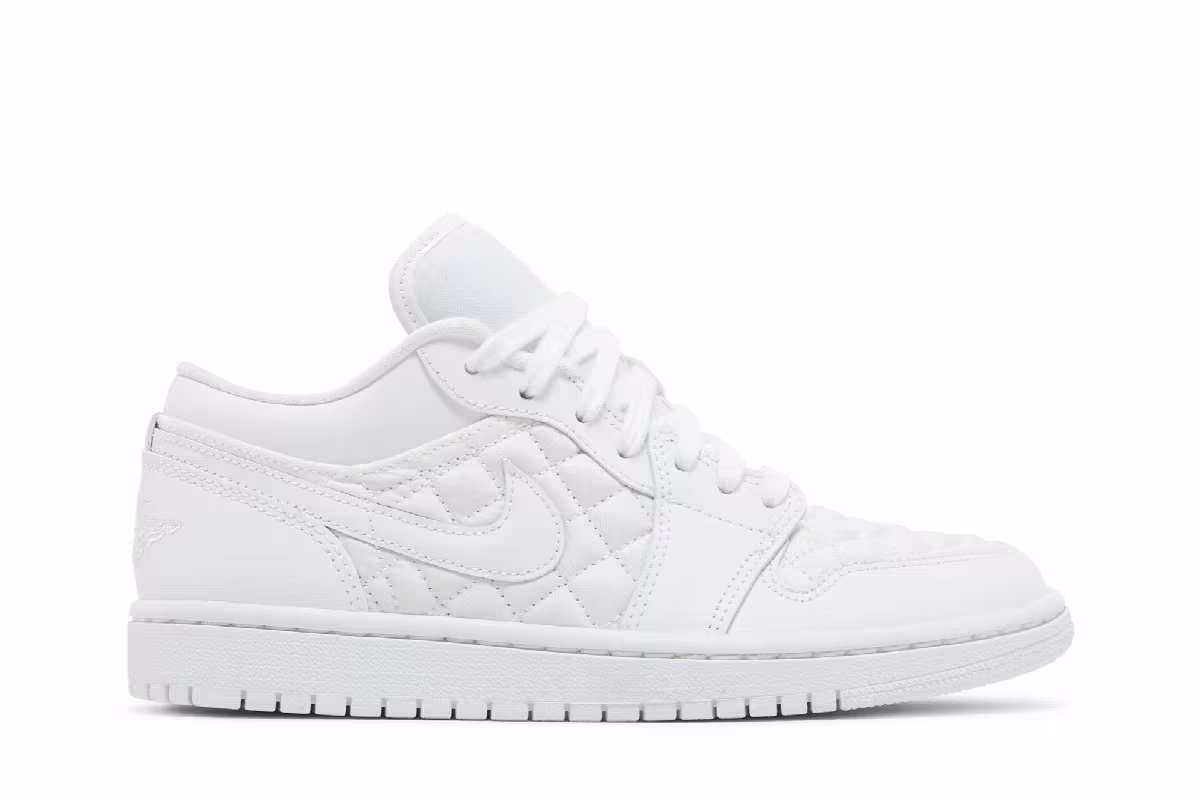Women's Air Jordan 1 Low Triple White Quilted, view 2