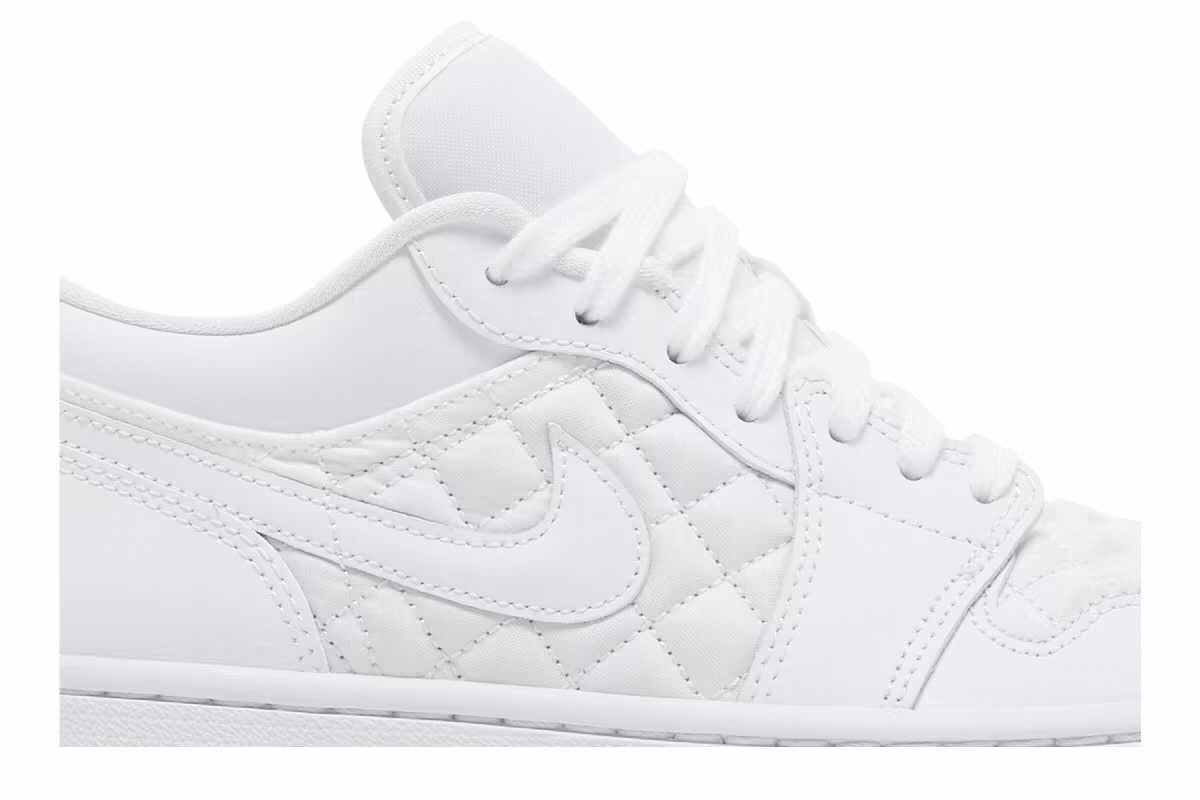 Women's Air Jordan 1 Low Triple White Quilted, view 3