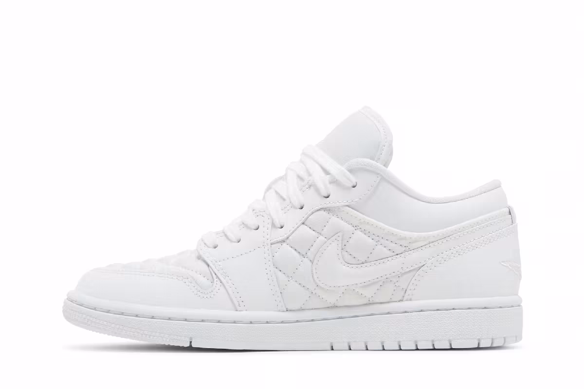 Women's Air Jordan 1 Low Triple White Quilted, view 4