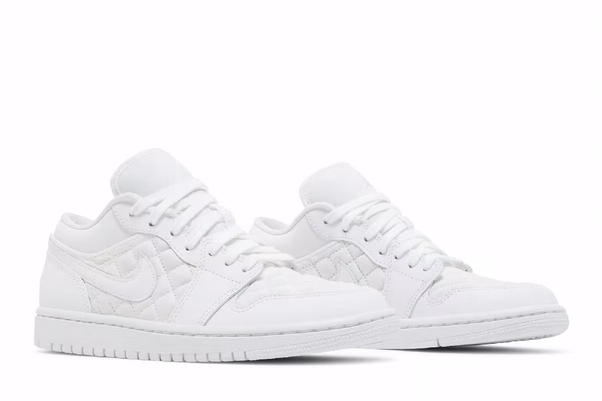 Women's Air Jordan 1 Low Triple White Quilted, view 9