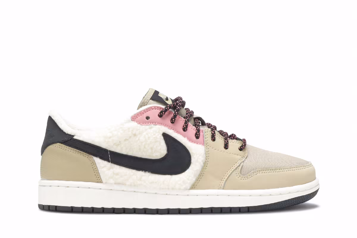 Women's Air Jordan 1 Low Fleece Parachute Beige, view 2