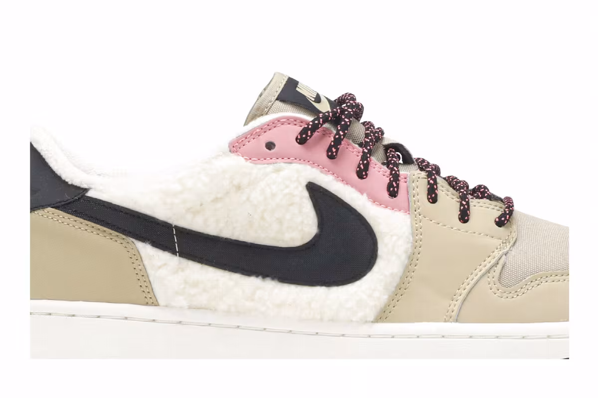 Women's Air Jordan 1 Low Fleece Parachute Beige, view 3