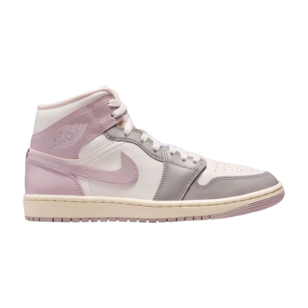 Women's Air Jordan 1 Mid Enigma Stone Coconut Milk Particle Rose